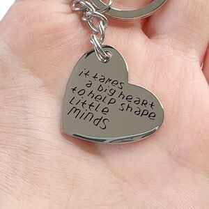 New Udobuy Teacher Themed Heart Shaped Silver Tone Keychain